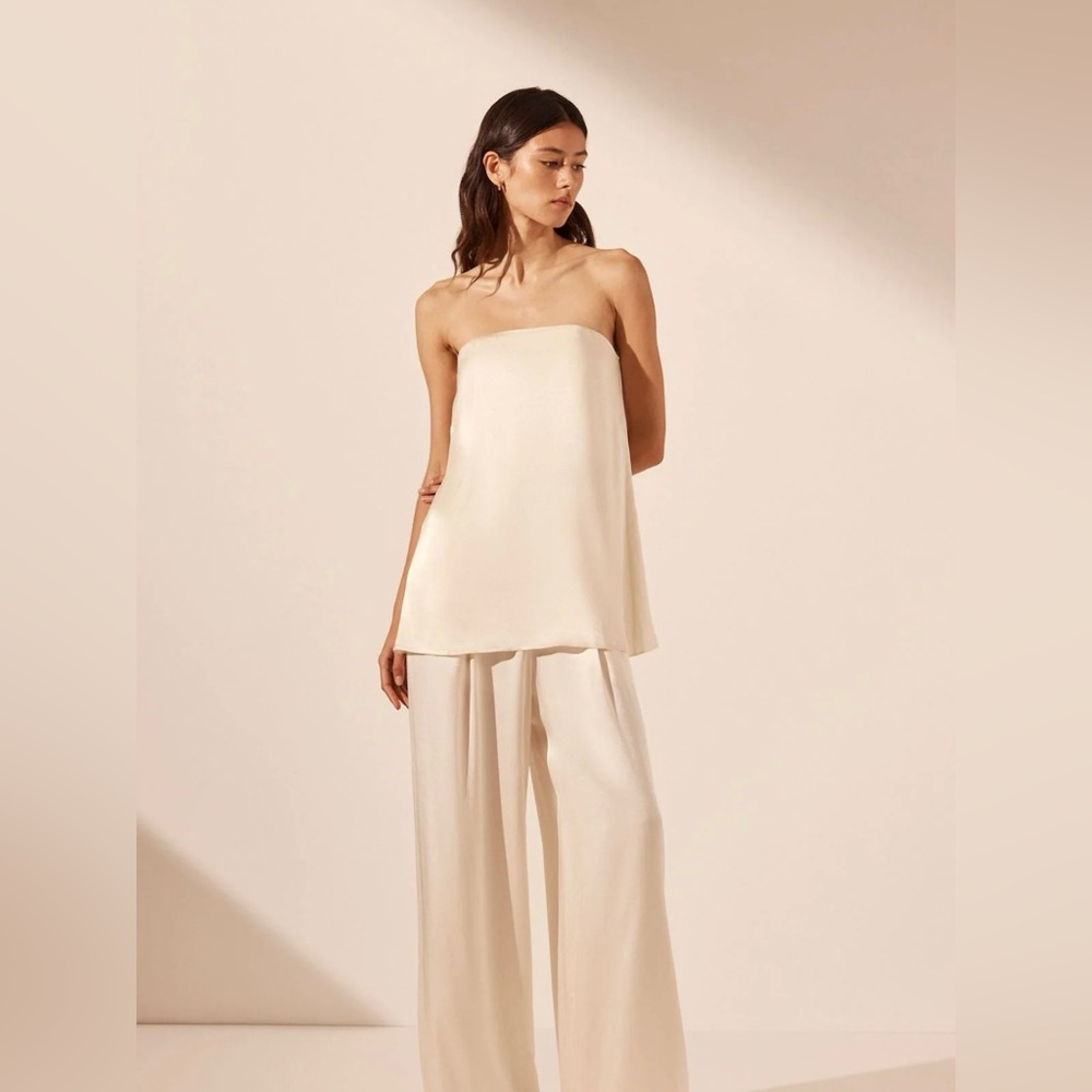 Shona Joy La Lune Strapless Column Top- Cream